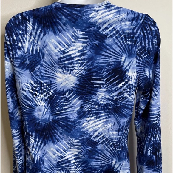 Lands' End XS & large Long Sleeve Swim Tee Rash Guard Deep Sea Navy Tie Dye nwt - Picture 7 of 12